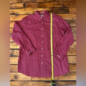 L.L. Bean Men's XL tall darkRed Plaid Button Down cotton wrinkle resistant Shirt